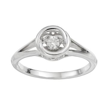 Brilliance In Motion 1/10 Carat T.w. Diamond Sterling Silver Circle Ring, Women's, Size: 5, White