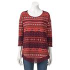 Women's Angels Print Fringe Top, Size: Large, Dark Pink