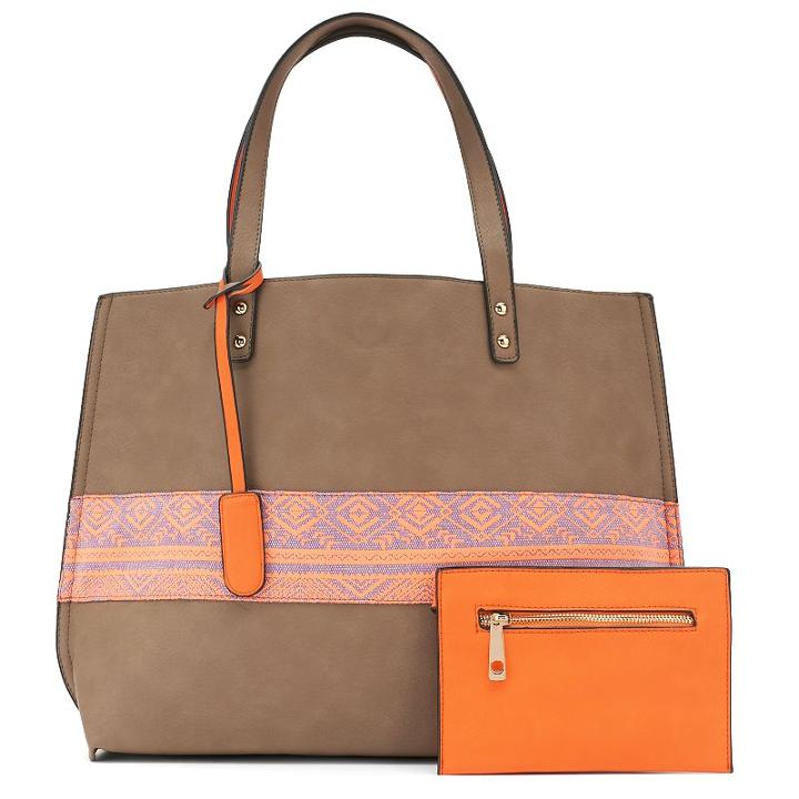 Yoki Reversible Canvas Tote & Coin Pouch, Women's, Brown
