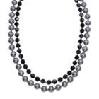 Crystal Avenue Silver-plated Crystal And Simulated Pearl Necklace - Made With Swarovski Crystals, Women's, Size: 18, Black