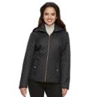 Women's Croft & Barrow&reg; Hooded Quilted Trapunto Jacket, Size: Large, Black