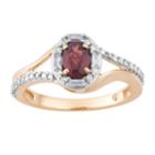 10k Gold Garnet & 1/4 Carat T.w. Diamond Oval Halo Ring, Women's, Size: 8, Red