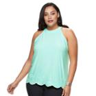 Plus Size Jennifer Lopez Embroidered-trim Top, Women's, Size: 0x, Lt Green