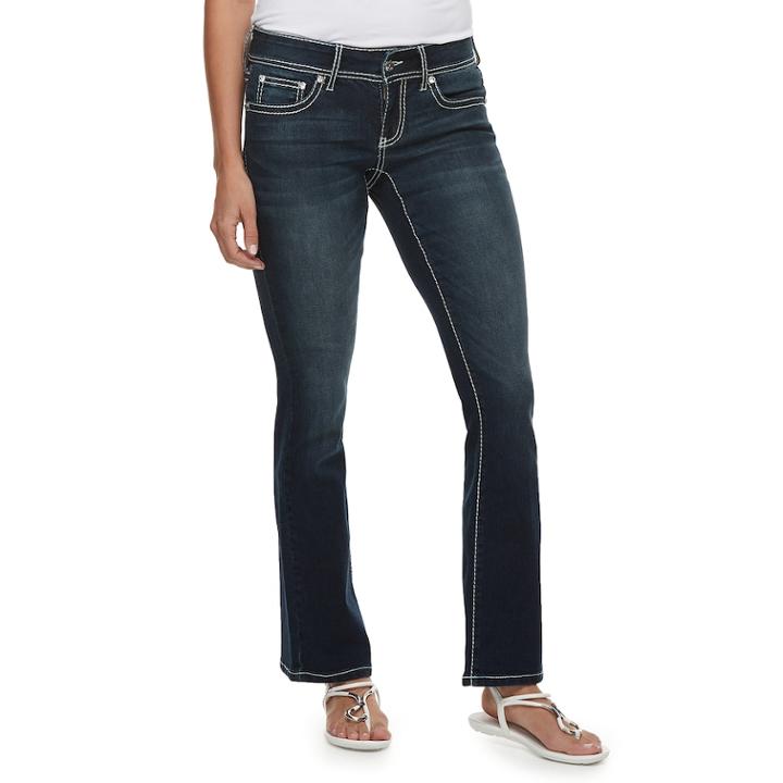 Women's Apt. 9&reg; Embellished Midrise Bootcut Jeans, Size: 14, Med Blue