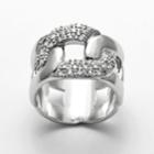 Silver Plated 1/4-ct. T.w. Diamond Open Link Ring, Women's, Size: 7, White