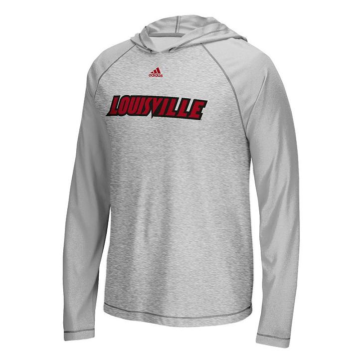 Men's Adidas Louisville Cardinals Mark My Words Hooded Tee, Size: Xxl, Light Grey