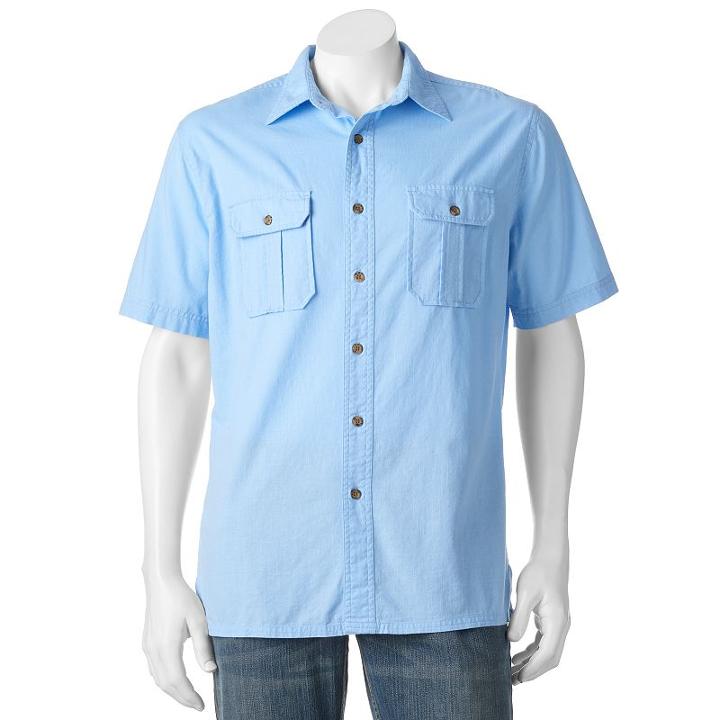 Men's Croft & Barrow&reg; Classic-fit Crosshatch Button-down Shirt, Size: Large, Med Blue