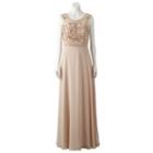 Women's 1 By 8 Embellished Illusion Evening Gown, Med Beige