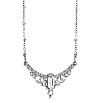 Downtown Abbey Simulated Crystal Statement Necklace, Women's, Size: 16, White