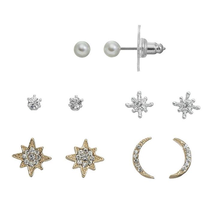 Lc Lauren Conrad Starburst & Crescent Earring Set, Women's, Multicolor