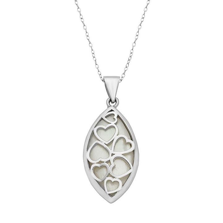 Sterling Silver Mother-of-pearl Reversible Marquise Pendant Necklace, Women's, Size: 18, White