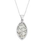 Sterling Silver Mother-of-pearl Reversible Marquise Pendant Necklace, Women's, Size: 18, White
