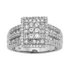 10k White Gold 1 Ct. T.w. Diamond Square Halo Ring, Women's, Size: 7