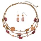 Composite Shell Beaded Multi Strand Necklace & Drop Earring Set, Women's, Multicolor
