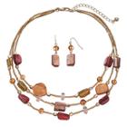 Composite Shell Beaded Multi Strand Necklace & Drop Earring Set, Women's, Multicolor