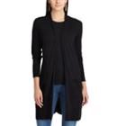 Women's Chaps Open-front Long Sleeve Cardigan, Size: Large, Black