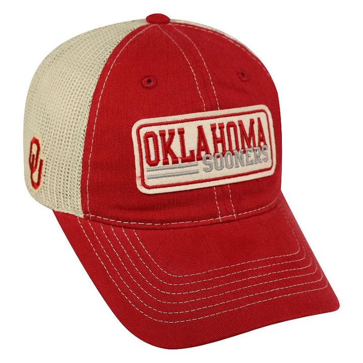 Adult Top Of The World Oklahoma Sooners Patches Adjustable Cap, Men's, Med Red