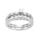 10k White Gold 1/2 Carat T.w. Diamond Engagement Ring Set, Women's, Size: 7