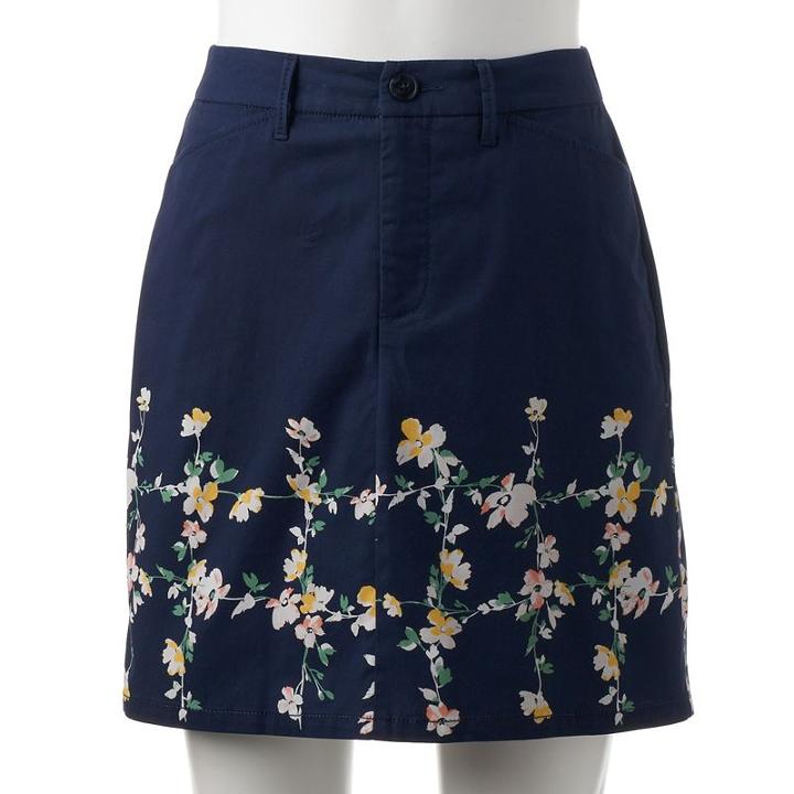 Women's Croft & Barrow&reg; Essential Twill Skort, Size: 18, Dark Blue