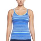 Women's Nike Filtered Striped Crossback Tankini Top, Size: Small, Blue Other