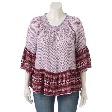 Juniors' Plus Size Wallflower Gauze Off The Shoulder Peasant Top, Girl's, Size: 1xl, Brt Pink