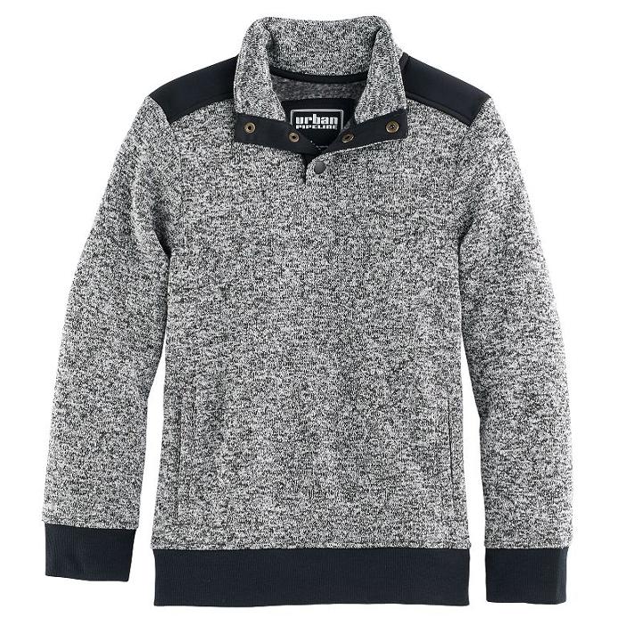 Boys 8-20 Urban Pipeline Fleece Half-snap Sweater, Size: Large, Black