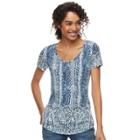 Petite Sonoma Goods For Life&trade; Essential Print V-neck Tee, Women's, Size: M Petite, Dark Blue