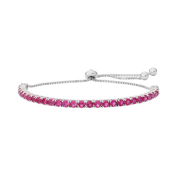 Sterling Silver Lab-created Ruby Lariat Bracelet, Women's, Size: 9, Red