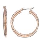 Rose Gold Nickel Free Double Hoop Earrings, Women's, Pink