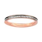 Stacks And Stones 18k Rose Gold Over Silver 1/5-ct. T.w. Diamond Stack Ring, Women's, Size: 6, Grey
