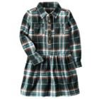Girls 4-8 Carter's Green Plaid Drop-waist Dress, Size: 5