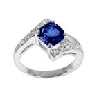 Sterling Silver Lab-created Sapphire And Diamond Accent Bypass Ring, Women's, Size: 7, Blue