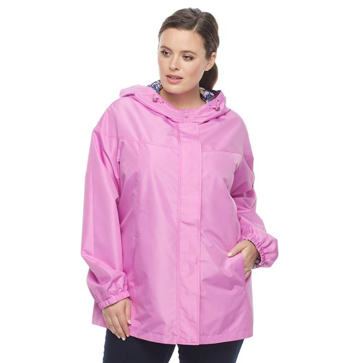 Plus Size D.e.t.a.i.l.s Hooded Reversible Jacket, Women's, Size: 3xl, Purple