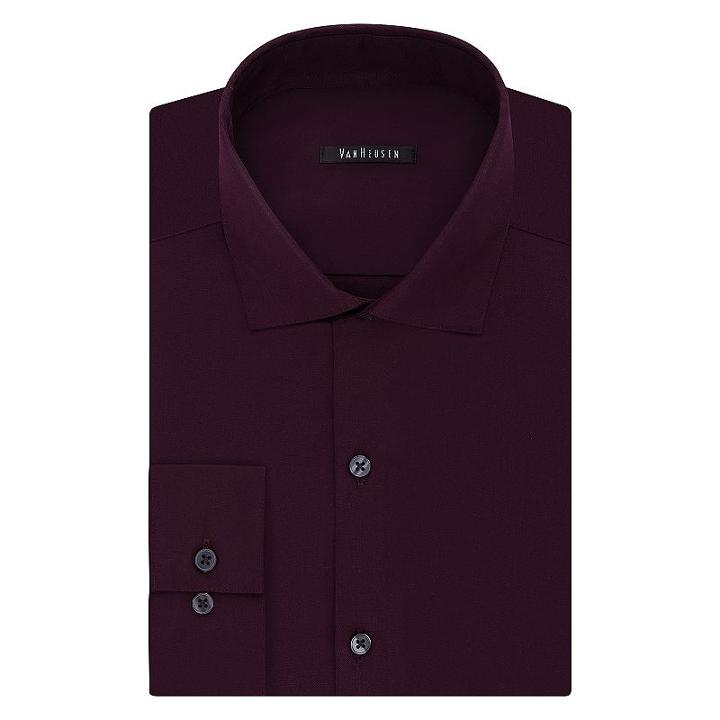 Men's Van Heusen Slim-fit Lux Sateen No-iron Dress Shirt, Size: 15.5-34/35, Red Other