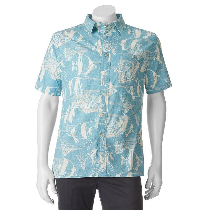 Men's Croft & Barrow&reg; Classic-fit Tropical Button-down Shirt, Size: Medium, Med Blue