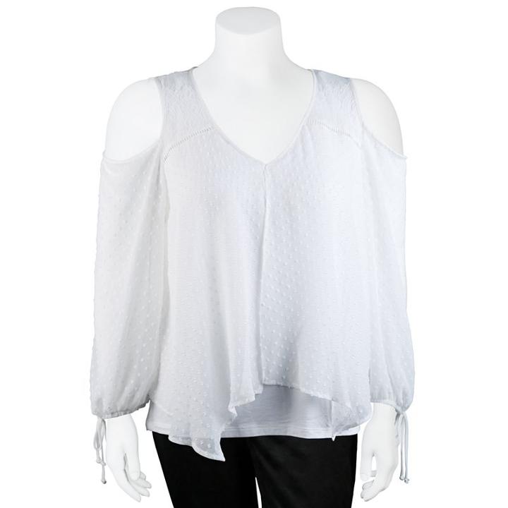 Juniors' Plus Size Iz Byer California Long Sleeve Cold Shoulder Top, Girl's, Size: 2xl, White Oth