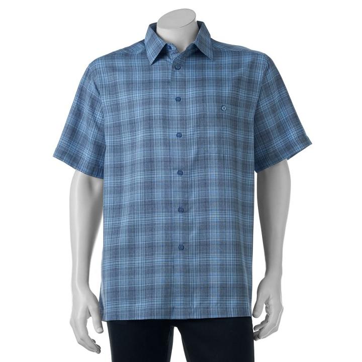 Men's Haggar Classic-fit Microfiber Easy-care Button-down Shirt, Size: Xl, Blue Other