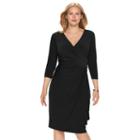 Plus Size Chaps Surplice Faux-wrap Dress, Women's, Size: 24 W, Black