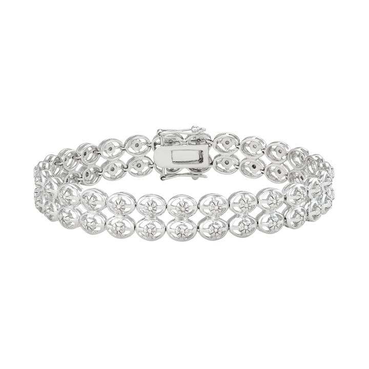 Sterling Silver 1/2 Carat T.w. Diamond Double Row Bracelet, Women's, Size: 7.5, White