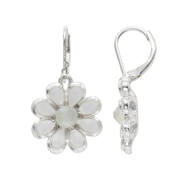 Napier Flower Drop Earrings, Women's, White