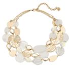 Dana Buchman Leaf & Mother-of-pearl Disc Multistrand Necklace, Women's, White