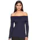 Women's Jennifer Lopez Off-the-shoulder Ribbed Top, Size: Xs, Tuxedo Blue Marled