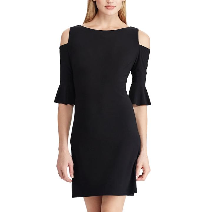 Women's Chaps Dot Cold-shoulder Dress, Size: Xs, Black