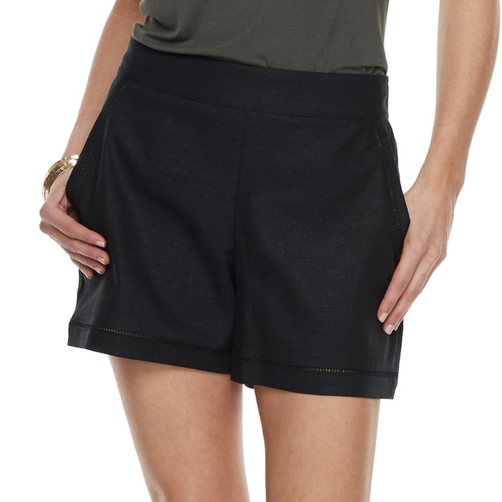 Women's Apt. 9&reg; Linen Blend Shorts, Size: 14, Black