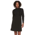 Women's Sharagano Ruffle Mockneck A-line Dress, Size: 16, Black
