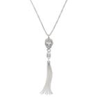 Mesh Chain Tassel Pendant Necklace, Women's, Silver