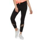 Juniors' So&reg; Lattice Bottom High-waist Yoga Capris, Teens, Size: Xl, Black