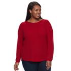 Plus Size Croft & Barrow&reg; Textured-stitch Sweater, Women's, Size: 1xl, Med Red