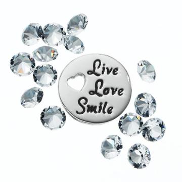Blue La Rue Crystal Silver-plated Live Love Smile Charm Set - Made With Swarovski Crystals, Women's, White