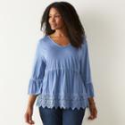 Plus Size Sonoma Goods For Life&trade; Crochet Peplum Top, Women's, Size: 2xl, Dark Blue